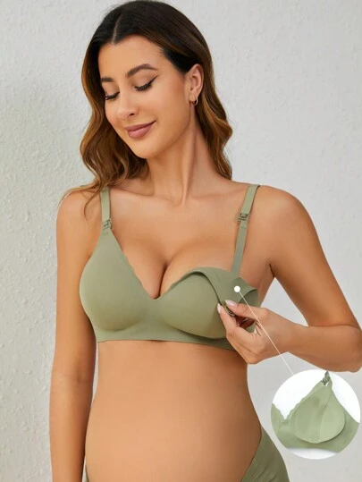 Moonlight&Mama Maternity Seamless Solid Color Bra For Mother