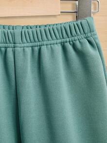 Toddler Boys' Casual Bear & Letter Print Hoodie And Pants Set, Suitable For Autumn And Winter - Green - View 3