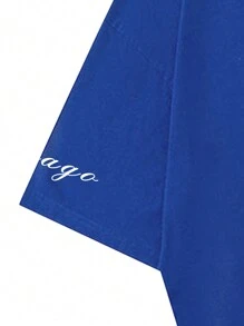 Manfinity Homme 男士數字印花貼身t恤 - 寶藍色 - 查看 5