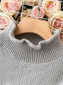 EMERY ROSE Women's Roll Edge Design Pullover Sweater - Grey - View 3