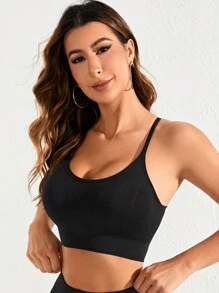Yoga Basic Hollow Out Back Sports Bra - Black - View 4