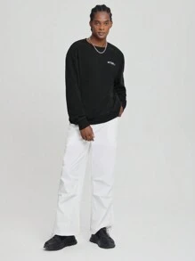 STROM NIGHT Artist 1pc Round Neck Sweatshirt With Text Print, For Festival - Light Grey - View 3