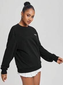 STROM NIGHT Artist 1pc Round Neck Sweatshirt With Text Print, For Festival - Light Grey - View 4