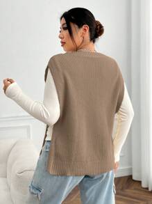 SHEIN EZwear Women's Plus Size Knitted Sweater Vest
