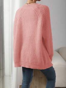SHEIN Essnce Casual Women's Cardigan With Open Front - Pink - View 2