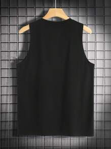 Manfinity Homme Áo ba lỗ không tay in họa tiết vui nhộn dành cho nam, dùng để tập luyện, bạn bè - màu đen - Xem 2