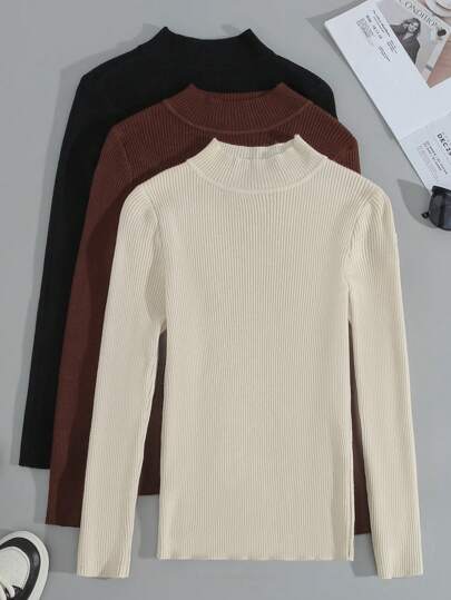 Airaco 女士纯色立领毛衣、长袖上衣