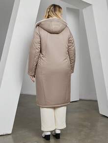 Astrid Plus Size Women's Long Sleeve Zipper Front Long Hooded Winter Coat - Camel - View 6