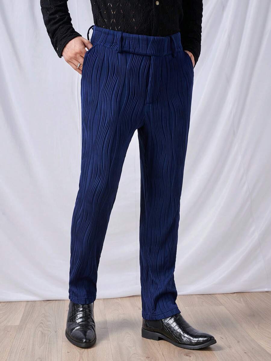 Manfinity NiteLyfe 男士針織長褲帶口袋 - 藏蓝色 - 查看 1