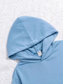 SHEIN Sudadera casual con estampado de eslogan para niña preadolescente en azul - Azul - Ver 3