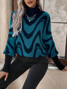 EMERY ROSE Của phụ nữ Mô hình sóng Cổ cao Áo len - Nhiều màu - Xem 5