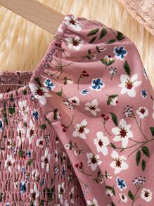 SHEIN 少女長袖花卉連衣裙，淑女文靜 - 彩色 - 查看 4