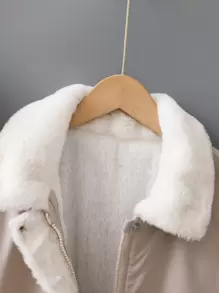 SHEIN Abrigo Con Forro Térmico Y Cuello De Invierno Para Niñas Tween
