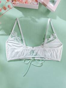 SHEIN Ropa Interior Femenina De Talla Grande Con Encaje Sin Cables - Blanco - Ver 2