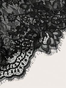 Sweetra Elastic Waist Lace Skirt Maxi Women Outfit - Black - View 4