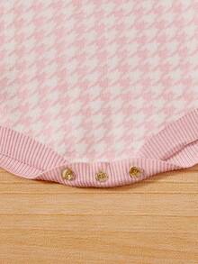 Em bé Cô gái Họa tiết Nanh sói Bowknot Trang trí Áo len Jumpsuit - Hồng - Xem 6