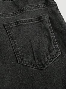 SHEIN Girlism 青少年女孩口袋喇叭牛仔裤，春秋季休闲日常穿着