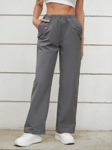 SHEIN Unity Women's Button Detailed Pants - Grey - View 5