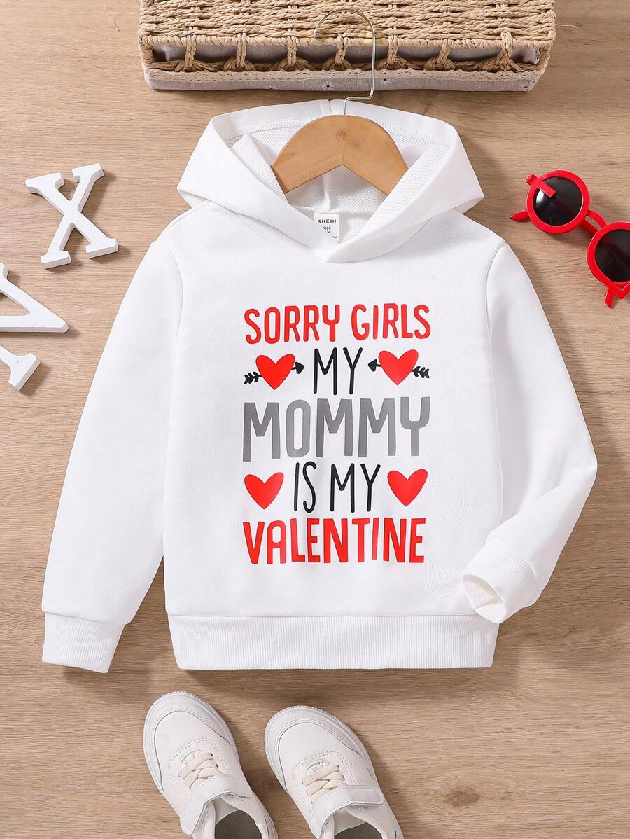 SHEIN 男童连帽长袖卫衣，4-7岁儿童冬季及假日必备单品 - 白色 - 查看 1