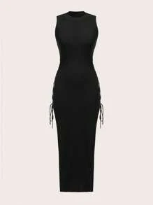 SHEIN ICON 女士毛衣連身裙 - 黑色 - 查看 7