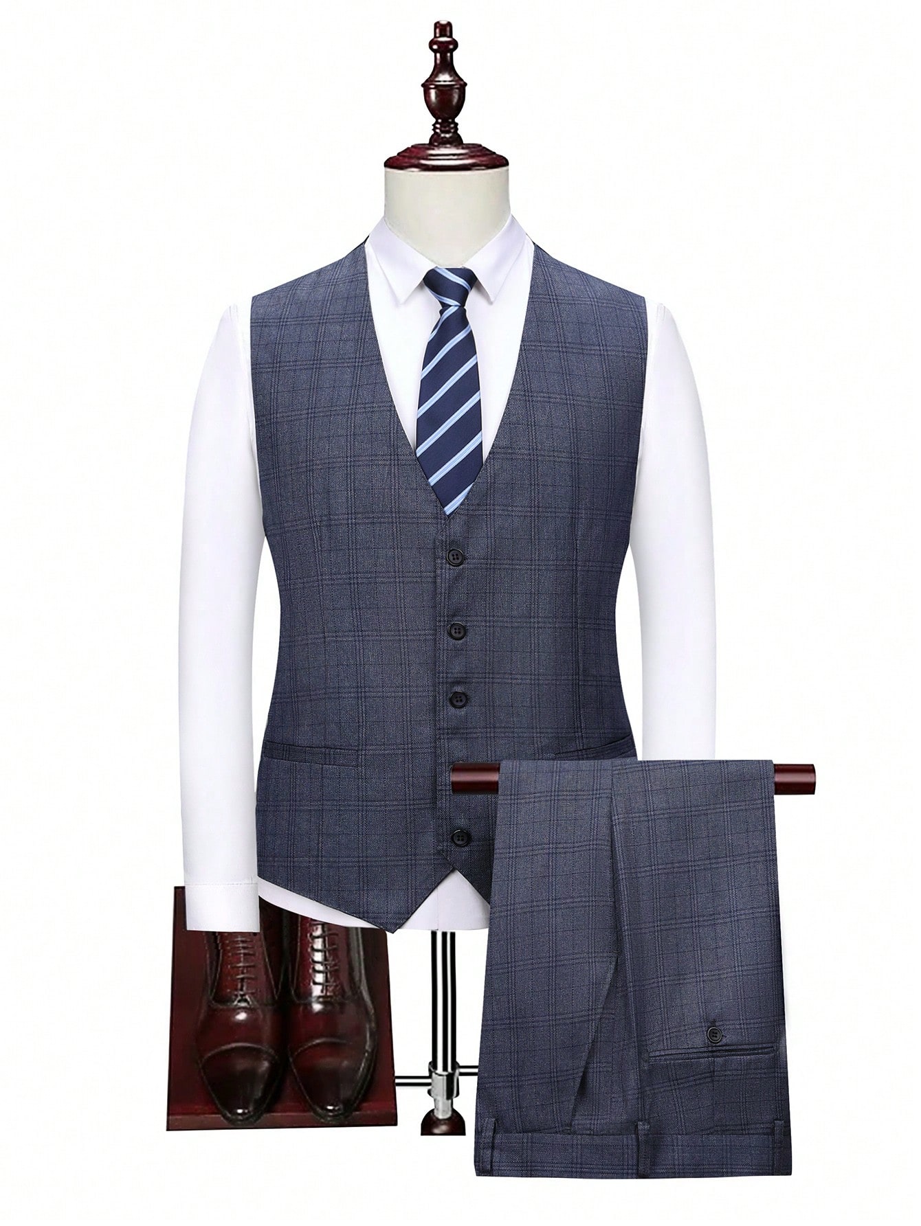 Manfinity Mode Men's Plaid Vest And Pants Set SHEIN USA