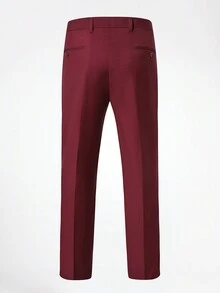 CLOUDSTYLE Nam Khối màu Cổ áo tây DOUBLE-BREASTED Bộ đồ - Màu Đỏ Sâu - Xem 4