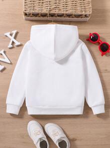 SHEIN 男童连帽长袖卫衣，4-7岁儿童冬季及假日必备单品 - 白色 - 查看 2