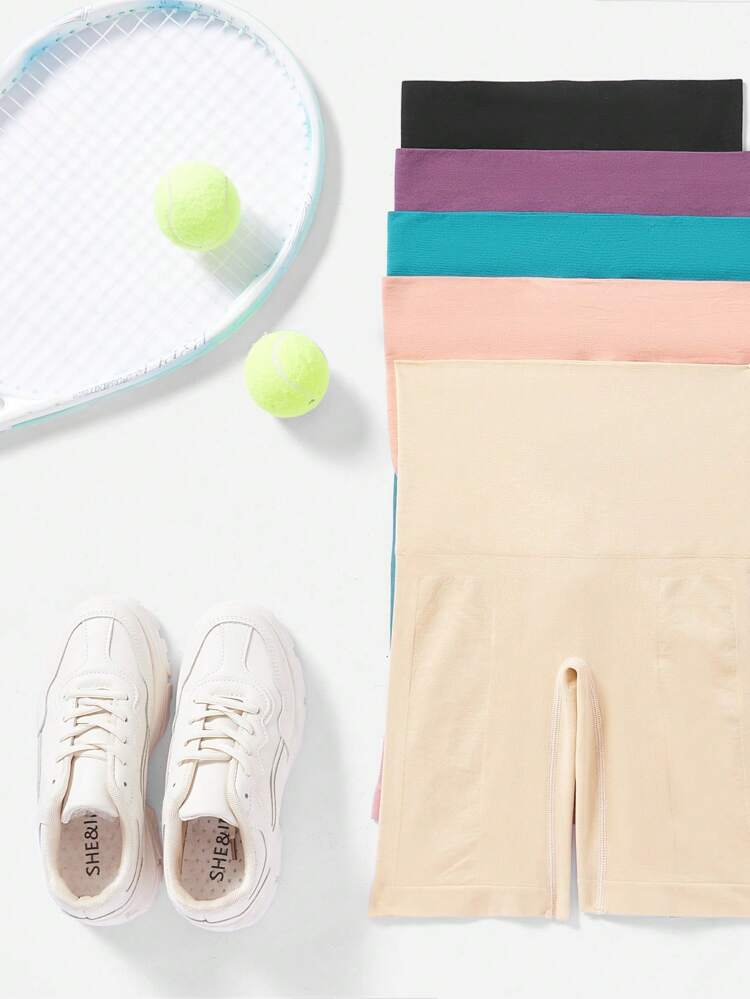 Seamless Solid Color Athletic Shorts,Women Tennis Outfit