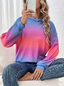 SHEIN LUNE Của phụ nữ Biến đổi dần Thả vai Áo nỉ có mũ - Nhiều màu - Xem 4