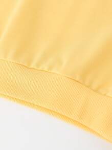 SHEIN 少女秋冬款可愛貓頭印花連帽衫 1 件 - 黃色 - 查看 3