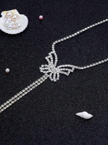 Bijuterii colier Y cu incrustații cu stras în formă de fluture pentru femei