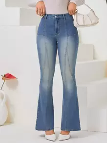 SHEIN Privé Slim Flared Jeans