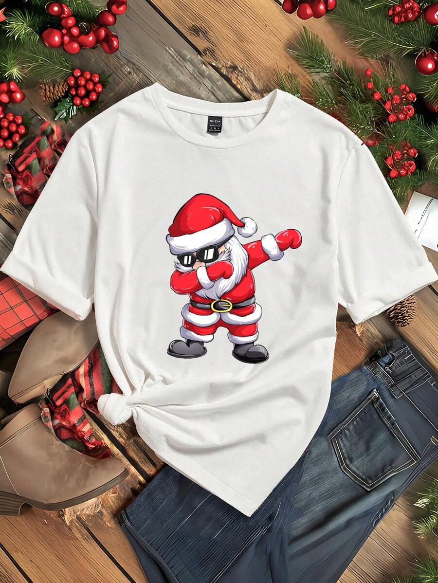 SHEIN LUNE 女性聖誕老人圖案T恤