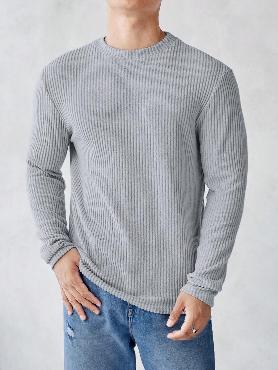 Manfinity VCAY Camiseta de manga larga con canalé para hombre, para verano