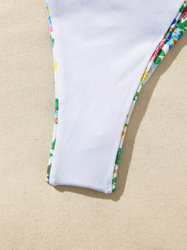 Swim Mod Summer Beach Women's Floral Printed Lace Up Bikini Set - Multicolor - View 4