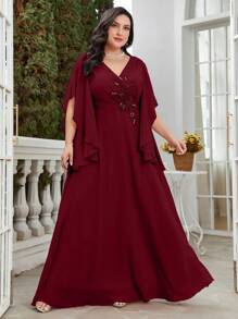 Đầm phù dâu bằng vải chiffon đính đá, thanh lịch và duyên dáng, cũng có thể được mặc như váy cưới, váy sinh nhật, váy tốt nghiệp hoặc váy dạ hội. - Màu Đỏ Sâu - Xem 3
