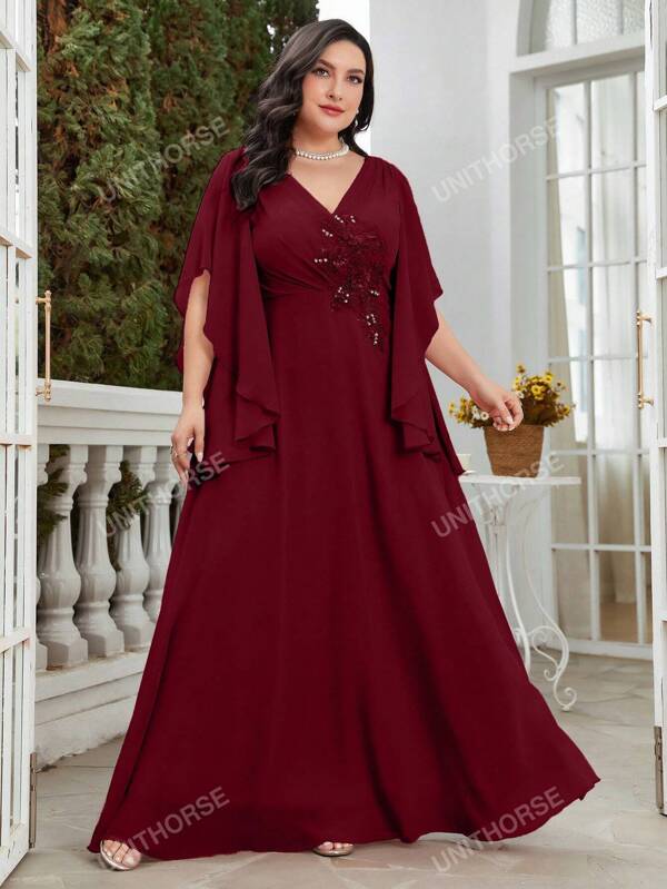 Plus Rhinestone Detail Chiffon Bridesmaid Dress Elegant Dress, Bride Dress, Birthday Women Outfits, Graduation Dress, Formal Dress