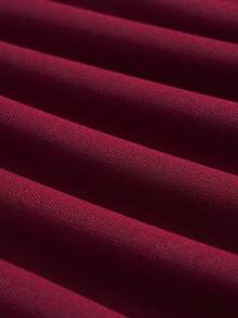 SHEIN Qutie Christmas Print Drop Shoulder Sweatshirt - Burgundy - View 6