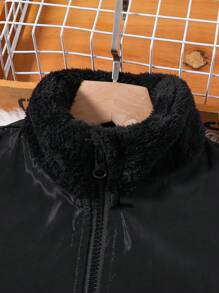 SHEIN Tween 女童毛绒衬里夹克和链条细节短裙两件套 - 彩色 - 查看 5