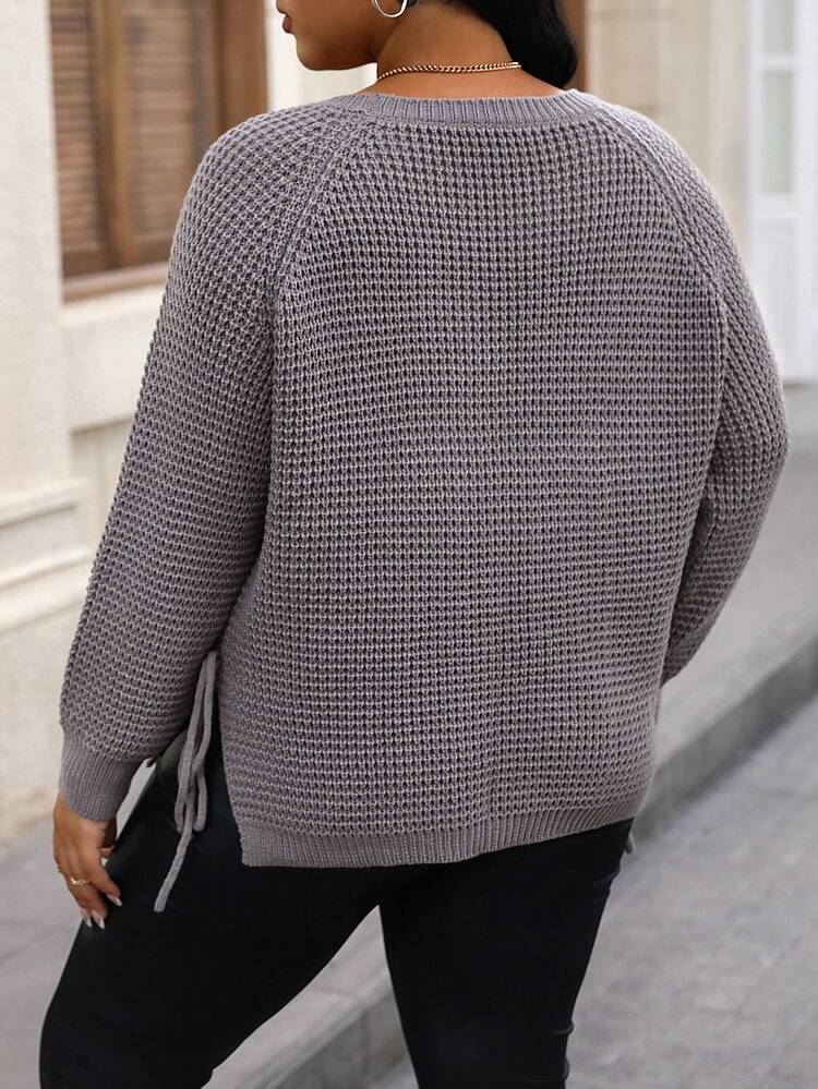Women's Plus Size Raglan Sleeve Sweater Pullover Knit Pullover Fall Winter Sweater