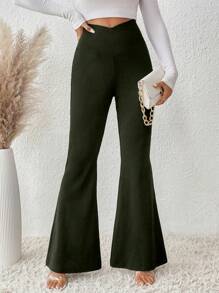 SHEIN LUNE Cao eo Bùng nổ Dài Quần - xanh quân đội - Xem 5