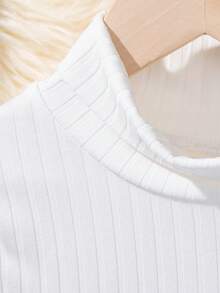 SHEIN Girls' Solid Color Base Shirt And Plaid Long Pants Two Piece Set - Multicolor - View 4