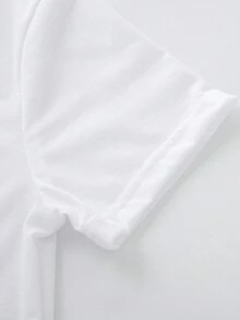 SHEIN Girls' Short Sleeve T-shirt With Fun Letter Print - White - View 5