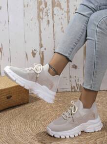 全新透气轻便公路跑鞋 - 米色 - 查看 2