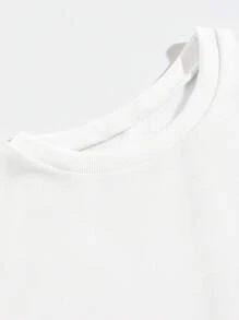 SHEIN EZwear Plus Size Skull And Letter Print Round Collar Sweatshirt - White - View 8