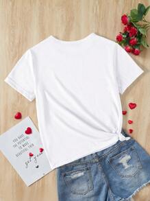 SHEIN Áo thun ngắn tay màu trắng cơ bản cho cô gái tuổi teen thời trang đơn giản - trắng - Xem 2