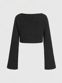 ROMWE Goth 骷髏鈴鐺袖毛衣 - 黑與白 - 查看 2