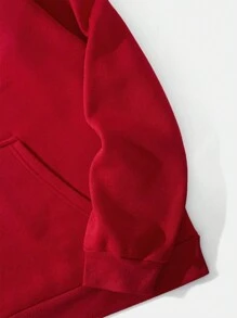 Men's Letter Print Hoodie Sweatshirt - Red - View 3