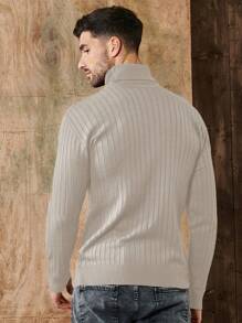 RueChic Men's Turtleneck Sweater - Apricot - View 2