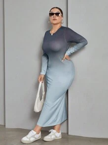 SHEIN Essnce Kích thước lớn Bóng Đầm - Màu xanh lam - Xem 1